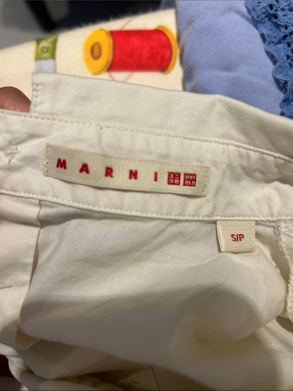 Unique Marni Cream Shirt with Red Logo Tag